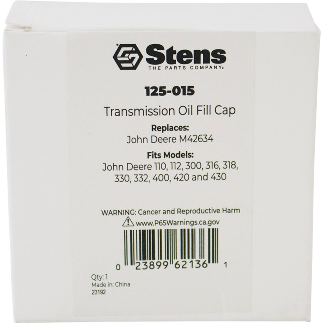 Stens 125-015 Transmission Oil Fill Cap (Replaces John Deere M42634 & Briggs 596611) Stens 125-015 Transmission Oil Fill Cap (Replaces John Deere M42634 & Briggs 596611)
