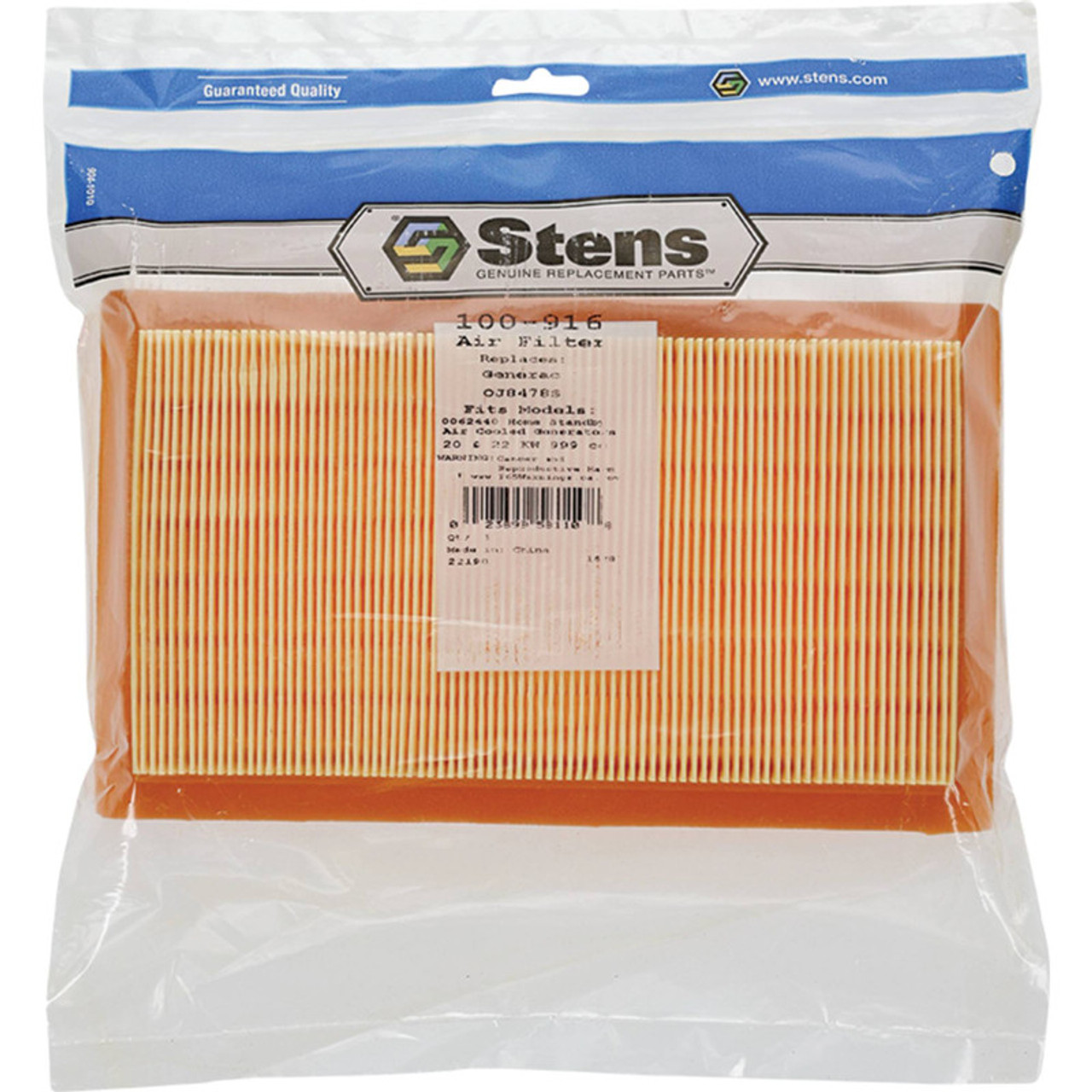 Stens 100-916 Air Filter - (Replaces Generac 0J8478S)