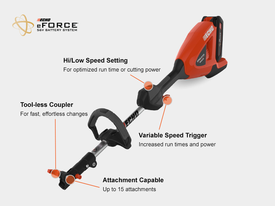 Echo DPAS‑2100 – 56V eFORCE Brushless Cordless Power Attachment Head w/ Battery and Charger