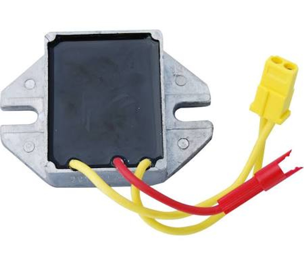 Briggs and Stratton 845907 12-Volt, pprox 5.5cm x 8cm. 2 Yellow leads with rectangular connector, Red lead with round connector
Genuine Briggs & Stratton Voltage Regulator
Fits select 202000 Briggs & Stratton Engines
Replaces Old Briggs # 797375, 691185, 394890, 393374
New OEM replacement part