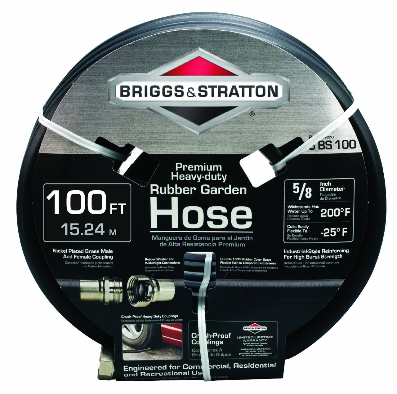 Briggs and Stratton 8BS100 100-Foot Premium Heavy-Duty Rubber Garden Hose