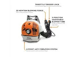 Professional landscaper using Stihl BR 600 blower on a big property