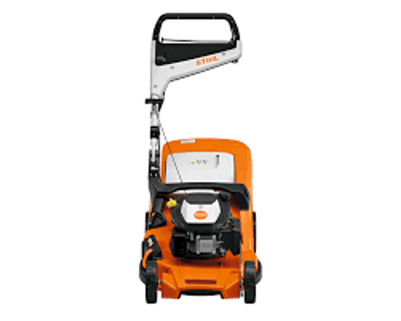 Side view of Stihl RM 453 V with large grass catcher box