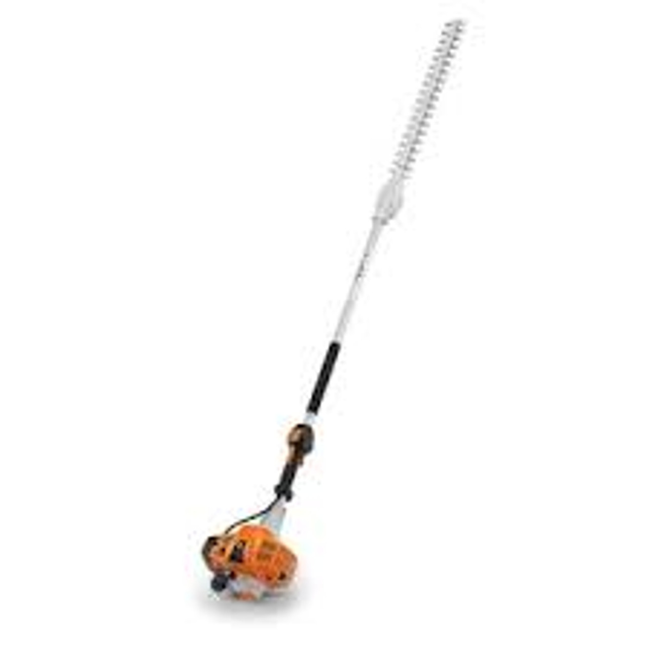 Landscaper trimming shrubs with Stihl HL 91 K extended-reach hedge trimmer