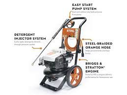 Close-up of Stihl RB 200 with hose and spray wand