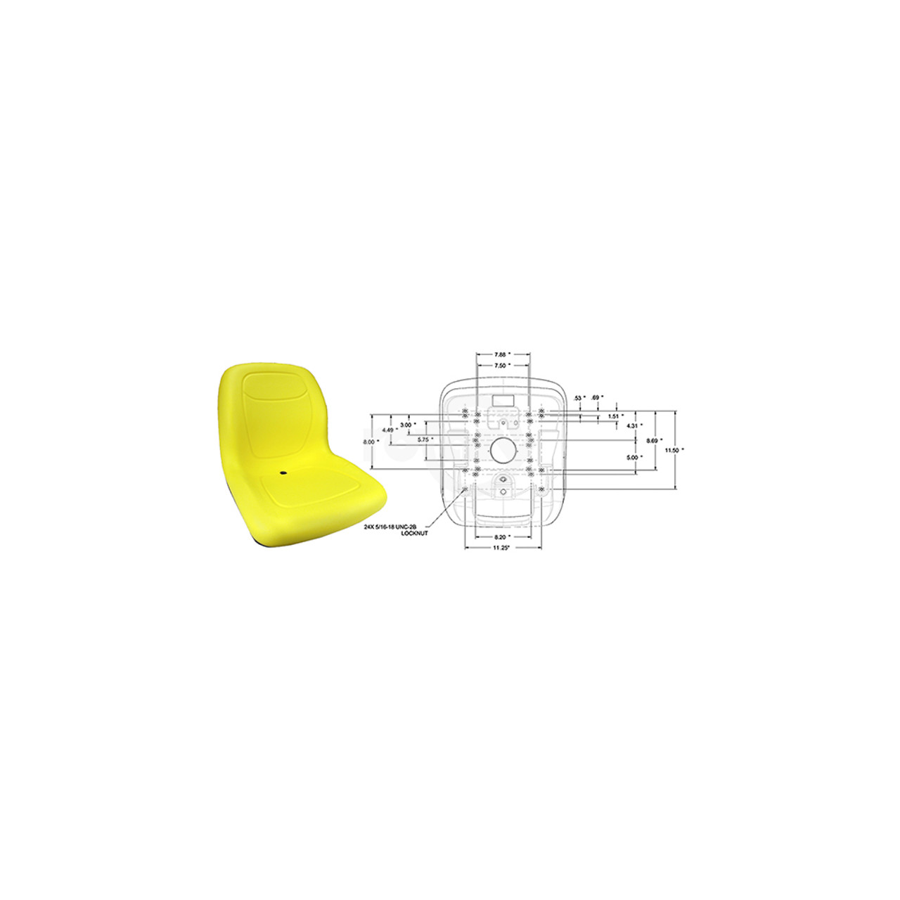 Rotary 13346 18" HIGH BACK SEAT YELLOW REPL JOHN DEER