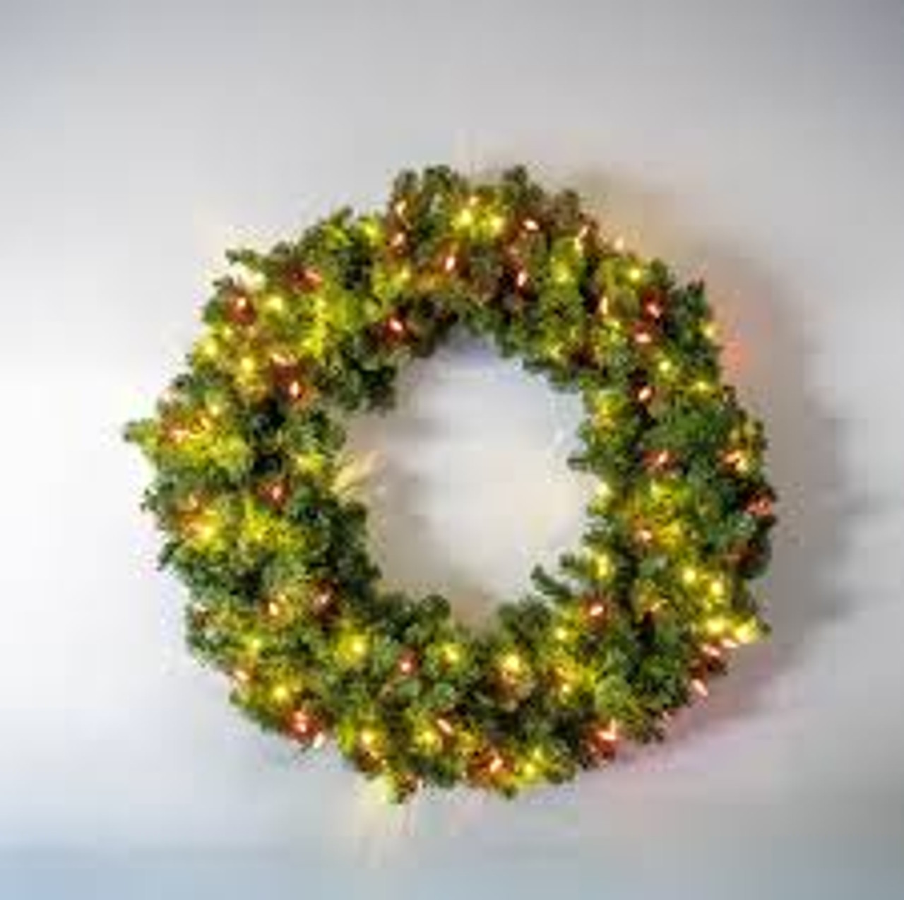 48" Oregon Wreath, (C6/5mm) - Warm White/Red