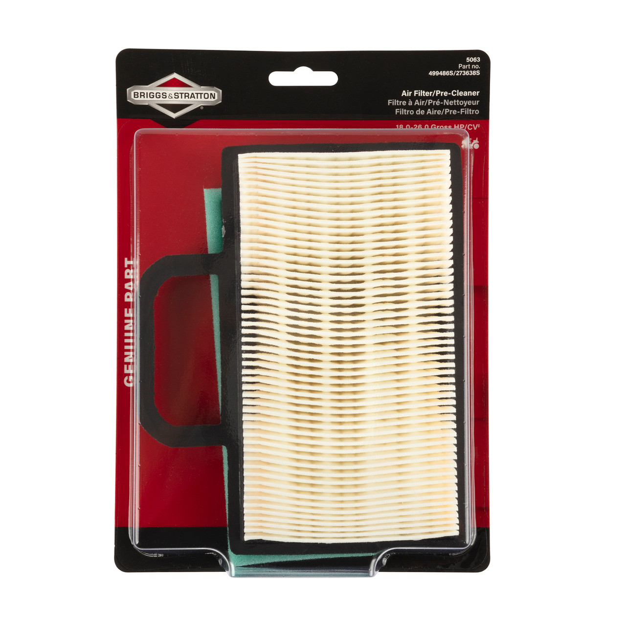 Briggs & Stratton 5063K Air Filter a/c Cartridge With Pre-Cleaner