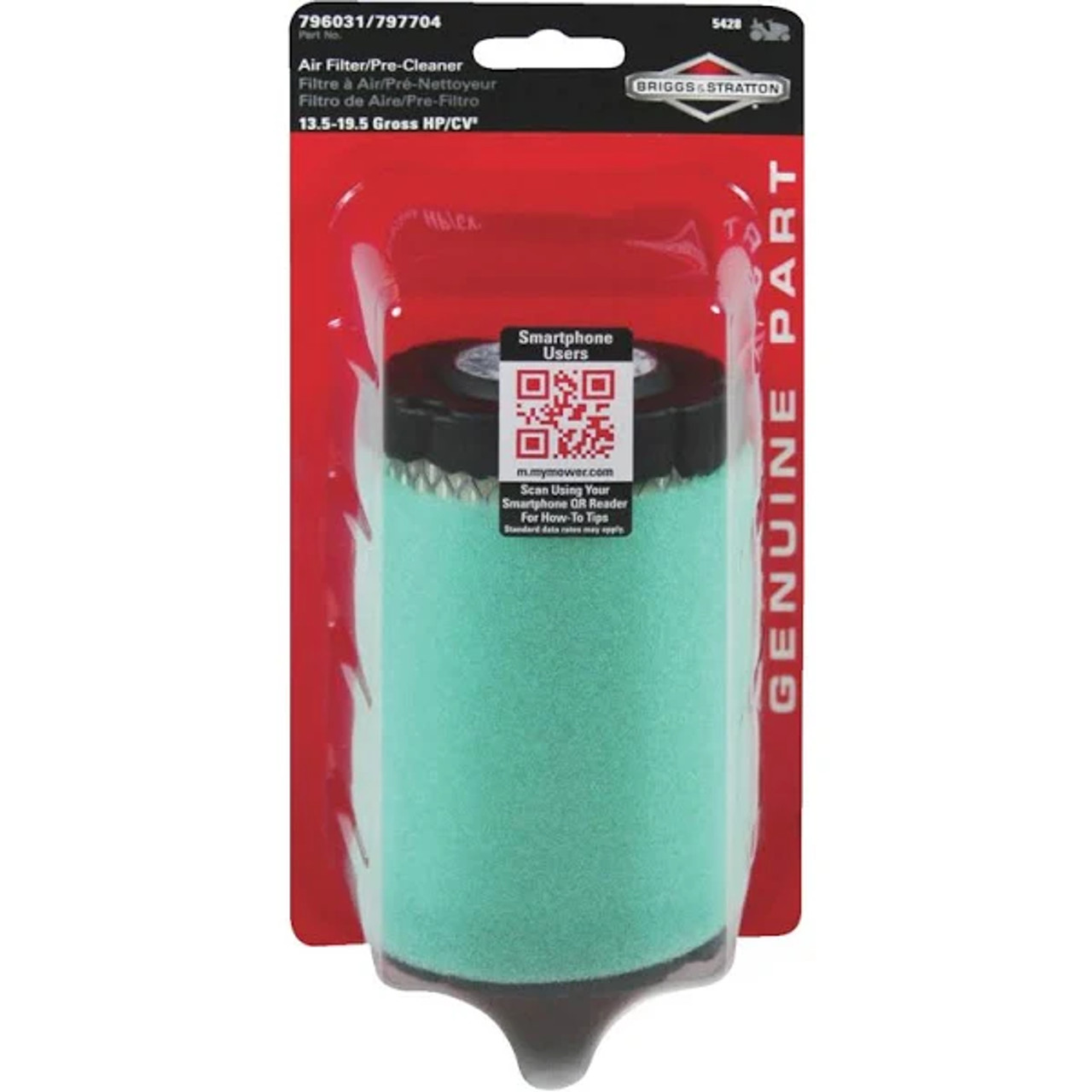 Fits engines 13.5-19.5 hp/cv intek
Part no.
Paper element air cleaner and foam pre cleaner