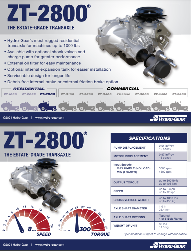 TRANSAXLE, LH - ZT-2800 W/ OIL - 486817 package std