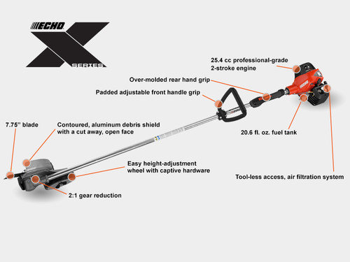 Echo PE-2620 stick edger creating clean edge along sidewalk
