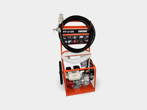 Close-up of Echo FP-2126 portable water pump with carry handle