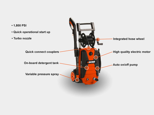 Echo PWE-1800 electric pressure washer cleaning patio surface