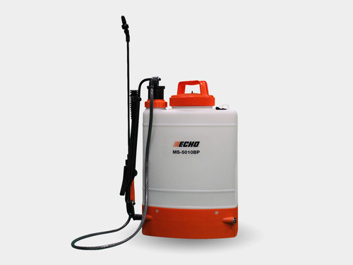 Professional landscaper using Echo MS-5010BP sprayer on large property