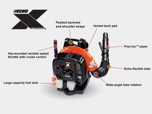 Echo PB-770H backpack blower clearing leaves on a large property Echo PB-770H backpack blower clearing leaves on a large property