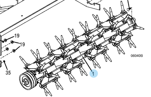 GRASSHOPPER 100042 - ROTOR SHAFT ASSY 40" 96 TINES (Replaces 100040)