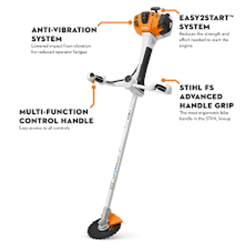 Heavy-duty Stihl forestry brushcutter with bike handle design