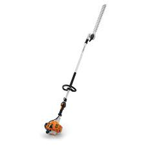Stihl HL 94 145-degree long-reach hedge trimmer cutting tall hedges Stihl HL 94 145-degree long-reach hedge trimmer cutting tall hedges