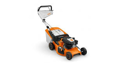 Stihl RM 453 T self-propelled lawn mower on residential lawn