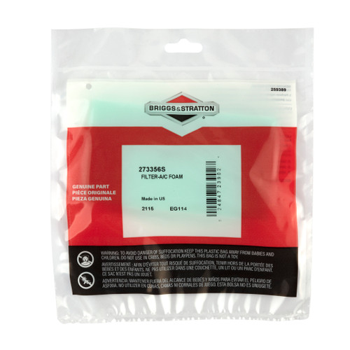 Briggs & Stratton 273356S Filter-a/c Foam