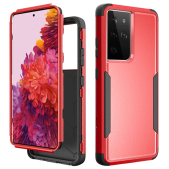 Cubix Capsule Back Cover For Samsung Galaxy S21 Ultra Shockproof Dust Drop Proof 3-Layer Full Body Protection Rugged Heavy Duty Durable Cover Case (Red)