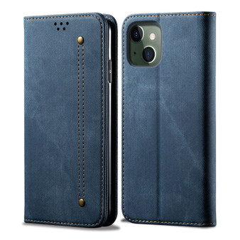 Cubix Denim Flip Cover for Apple iPhone 13 mini Case Premium Luxury Slim Wallet Folio Case Magnetic Closure Flip Cover with Stand and Credit Card Slot (Blue)