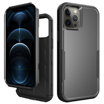 Cubix Capsule Back Cover For Apple iPhone 12 Pro Max (6.7 Inch) Shockproof Dust Drop Proof 3-Layer Full Body Protection Rugged Heavy Duty Durable Cover Case (Black)