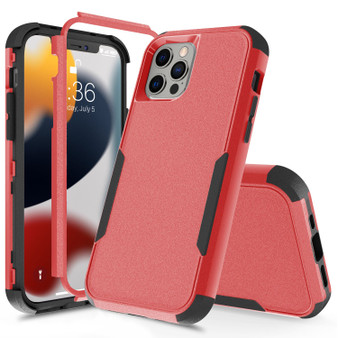 Cubix Capsule Back Cover For Apple iPhone 13 Pro Shockproof Dust Drop Proof 3-Layer Full Body Protection Rugged Heavy Duty Durable Cover Case (Red)