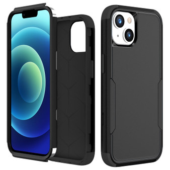 Cubix Capsule Back Cover For Apple iPhone 14 Shockproof Dust Drop Proof 3-Layer Full Body Protection Rugged Heavy Duty Durable Cover Case (Black)