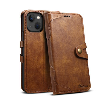 Cubix Wallet Flip Cover for Apple iPhone 14 Case Premium Luxury Leather Wallet Case Magnetic Closure Flip Cover with Stand and Card Slot (Brown)