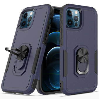 Cubix Mystery Case for Apple iPhone 12 Pro / iPhone 12 (6.1 Inch) Military Grade Shockproof with Metal Ring Kickstand for Apple iPhone 12 Pro / iPhone 12 (6.1 Inch) Phone Case - Navy Blue