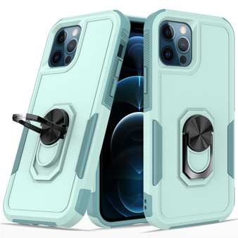 Cubix Mystery Case for Apple iPhone 12 Pro / iPhone 12 (6.1 Inch) Military Grade Shockproof with Metal Ring Kickstand for Apple iPhone 12 Pro / iPhone 12 (6.1 Inch) Phone Case - Aqua