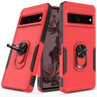 Cubix Mystery Case for Google Pixel 7 Pro Military Grade Shockproof with Metal Ring Kickstand for Google Pixel 7 Pro Phone Case - Red