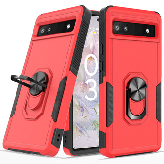 Cubix Mystery Case for Google Pixel 6A Military Grade Shockproof with Metal Ring Kickstand for Google Pixel 6A Phone Case - Red