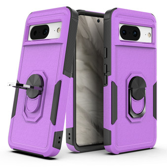 Cubix Mystery Case for Google Pixel 8 Military Grade Shockproof with Metal Ring Kickstand for Google Pixel 8 Phone Case - Purple