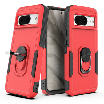 Cubix Mystery Case for Google Pixel 8 Military Grade Shockproof with Metal Ring Kickstand for Google Pixel 8 Phone Case - Red