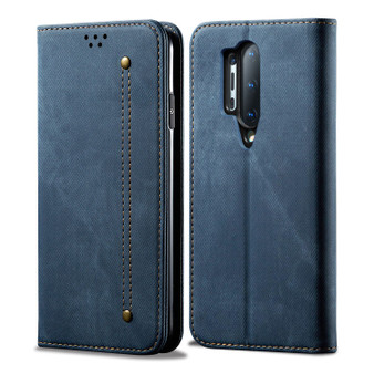 Cubix Denim Flip Cover for OnePlus 8 Pro / One Plus 8 Pro / 1+8 Pro Case Premium Luxury Slim Wallet Folio Case Magnetic Closure Flip Cover with Stand and Credit Card Slot (Blue)