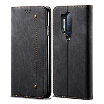 Cubix Denim Flip Cover for OnePlus 8 Pro / One Plus 8 Pro / 1+8 Pro Case Premium Luxury Slim Wallet Folio Case Magnetic Closure Flip Cover with Stand and Credit Card Slot (Black)