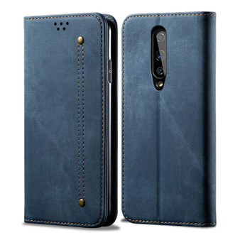 Cubix Denim Flip Cover for OnePlus 8 / One Plus 8 / 1+8 Case Premium Luxury Slim Wallet Folio Case Magnetic Closure Flip Cover with Stand and Credit Card Slot (Blue)