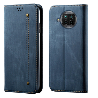 Cubix Denim Flip Cover for Mi 10i Case Premium Luxury Slim Wallet Folio Case Magnetic Closure Flip Cover with Stand and Credit Card Slot (Blue)