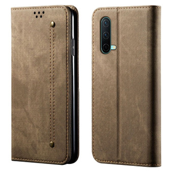 Cubix Denim Flip Cover for OnePlus Nord CE 5G Case Premium Luxury Slim Wallet Folio Case Magnetic Closure Flip Cover with Stand and Credit Card Slot (Khaki)