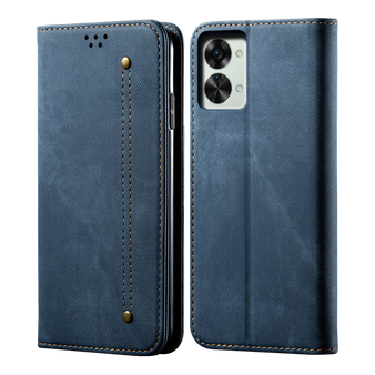 Cubix Denim Flip Cover for OnePlus Nord 2T Case Premium Luxury Slim Wallet Folio Case Magnetic Closure Flip Cover with Stand and Credit Card Slot (Blue)