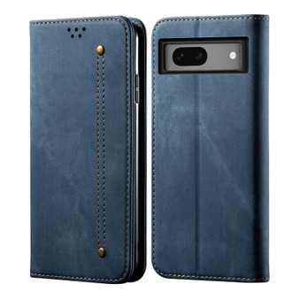 Cubix Denim Flip Cover for Google Pixel 7a Case Premium Luxury Slim Wallet Folio Case Magnetic Closure Flip Cover with Stand and Credit Card Slot (Blue)