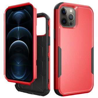 Cubix Capsule Back Cover For Apple iPhone 12 Pro / iPhone 12 (6.1 Inch) Shockproof Dust Drop Proof 3-Layer Full Body Protection Rugged Heavy Duty Durable Cover Case (Red)