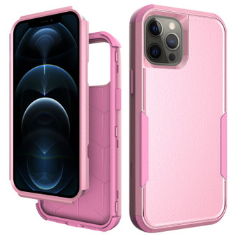 Cubix Capsule Back Cover For Apple iPhone 12 Pro / iPhone 12 (6.1 Inch) Shockproof Dust Drop Proof 3-Layer Full Body Protection Rugged Heavy Duty Durable Cover Case (Pink)
