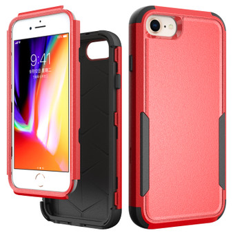 Cubix Capsule Back Cover For Apple iPhone 8 / iPhone 7 / iPhone SE 2020/2022 Shockproof Dust Drop Proof 3-Layer Full Body Protection Rugged Heavy Duty Durable Cover Case (Red)