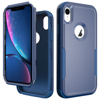 Cubix Capsule Back Cover For Apple iPhone XR Shockproof Dust Drop Proof 3-Layer Full Body Protection Rugged Heavy Duty Durable Cover Case (Navy Blue)