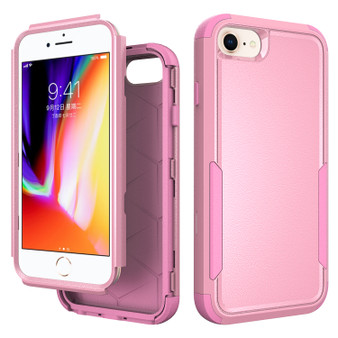 Cubix Capsule Back Cover For Apple iPhone 8 / iPhone 7 / iPhone SE 2020/2022 Shockproof Dust Drop Proof 3-Layer Full Body Protection Rugged Heavy Duty Durable Cover Case (Pink)