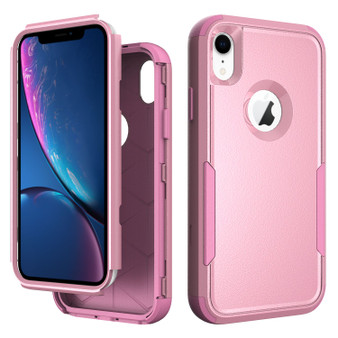 Cubix Capsule Back Cover For Apple iPhone XR Shockproof Dust Drop Proof 3-Layer Full Body Protection Rugged Heavy Duty Durable Cover Case (Pink)