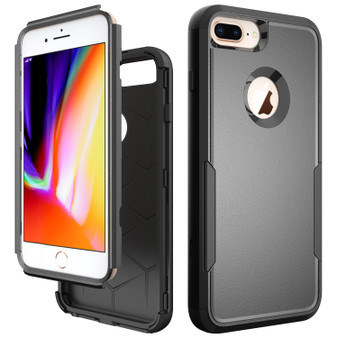 Cubix Capsule Back Cover For Apple iPhone 8 Plus / iPhone 7 Plus Shockproof Dust Drop Proof 3-Layer Full Body Protection Rugged Heavy Duty Durable Cover Case (Black)